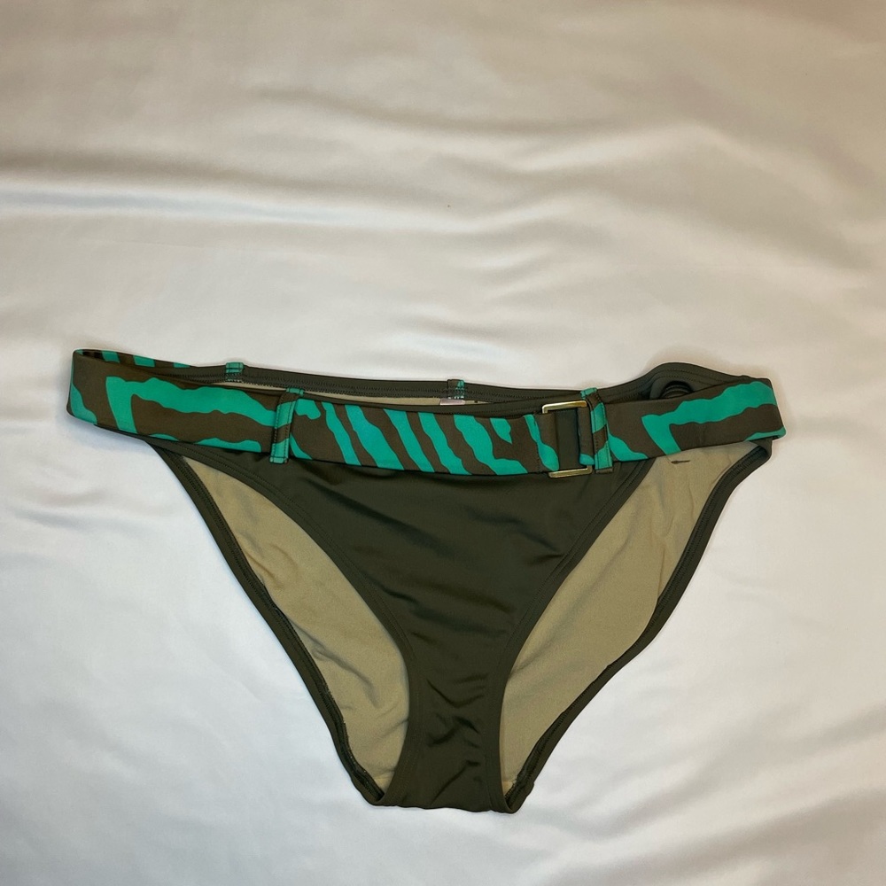 Victoria's Secret Size XL Green Brown Zebra Striped Swim Bottom